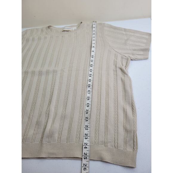 Alfred Dunner Short Sleeve Top Tan Striped Down Knit Ribbed Women's Plus Size 1X - Picture 4 of 7